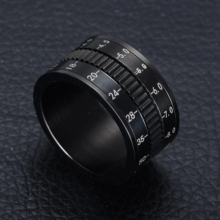 Original 12mm Width Rotatable Gear Black Band Finger Camera Lens Ring