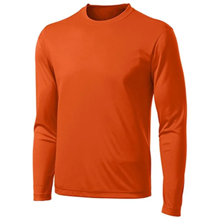 100% Polyester Dry Fit Long Sleeve O Neck Plain Dyed Leisure Men T ...