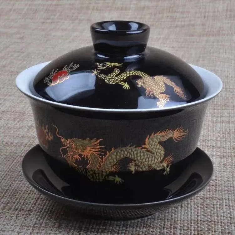 China Traditional Popular Handmade Porcelanic Tea Set Golden Dragon