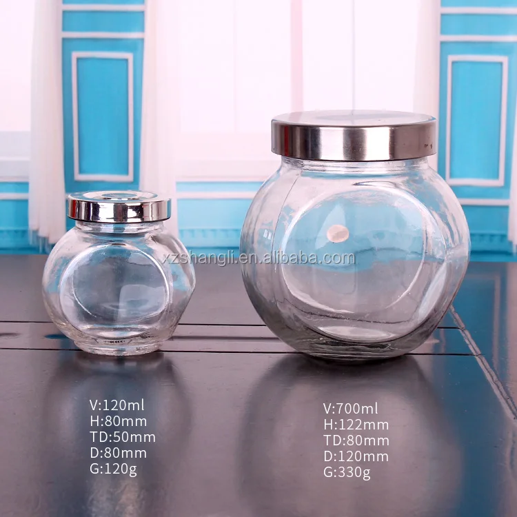 Cheap Empty Flat Drum 1.5 Litre 53oz Glass Cookie Canister Jars For