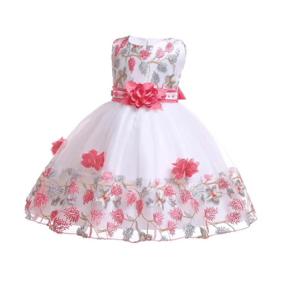 Embroidery Frocks Designs Baby Princess Flower Lace Girl Party Dress ...