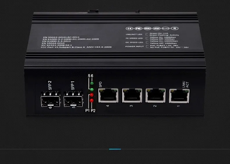 Poe 4 Port Ge 2 Port Sfp Industrial Grade Network