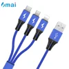 1M Length Nylon Braided Multi 3in 1 Quick Charging 2.4A Fast USB Charger Data Cable