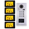 Video Intercom Entry System, Wired 7" LCD Monitor Video Door Phone Kits, 4 Units Apartment Video Doorbell