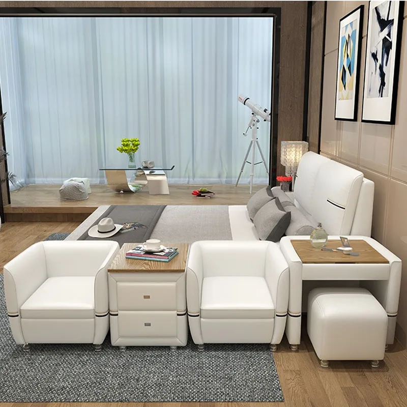 Hot selling multifunction modern leather bed with dresser mirror and sofa