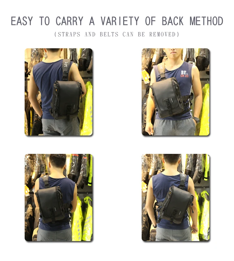 Mensageiro à Prova Bolsa de 8 Bolsas Sling Motocicleta Preta Ultra Robusto Cordura d' Água l 12 Sacos Sling Motocicleta Preta Ultra Robusto Cordura