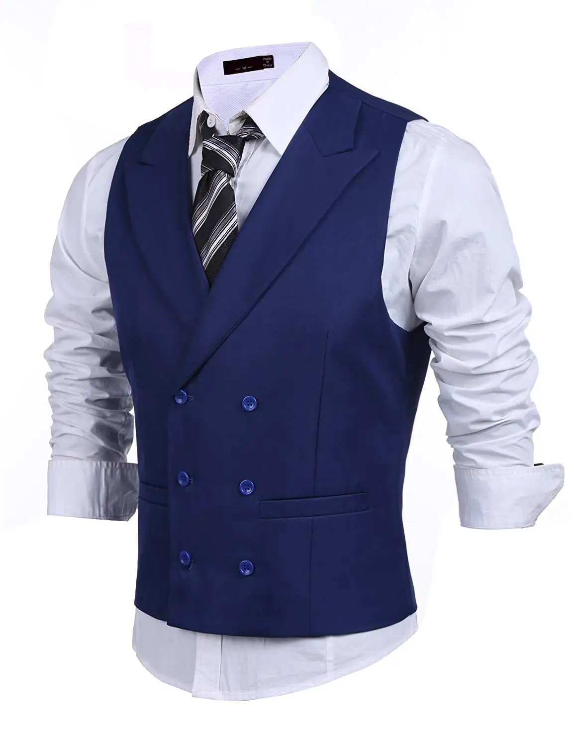 M/&S/&W Mens Business Double Breasted Sleeveless Suit Vest Dress Waistcoat