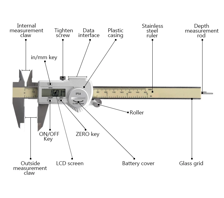 0-150mm Digital Vernier Caliper Readout Measurement For Internal ...