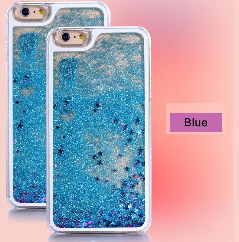 Hot Transparent Phone Case Glitter Stars Dynamic Liquid Quicksand Hard Case Back Cover Forfor iphone 6 plus 6s plus