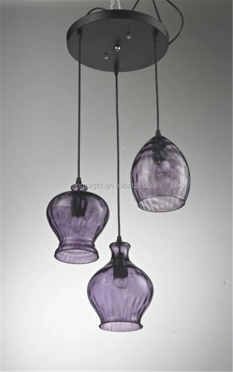 2018 Black Purple Violet Glass 3 Heads Romantic Pendant Lighting Chandelier Buy Violet Glass