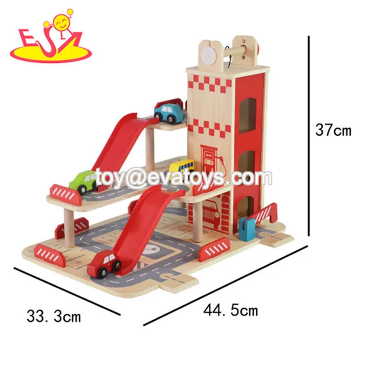 2019 New hottest kids wooden toy parking garage with elevator W04B080 Wenzhou Times Arts&crafts