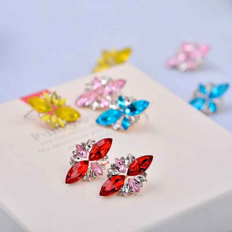 Opal Stone Stud Earrings 2015 New Elegant Crystal Earrings For Women ...