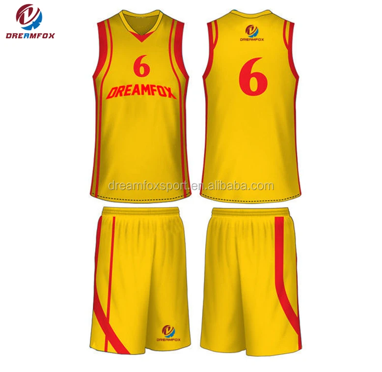 Color Yellow Basketball Uniform 