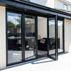 Internal tempered glass glazed partition aluminium folded door