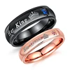 Online Shopping Canada Her King His Queen Couple Ring Gold And Black Wedding Band Titanium Ring