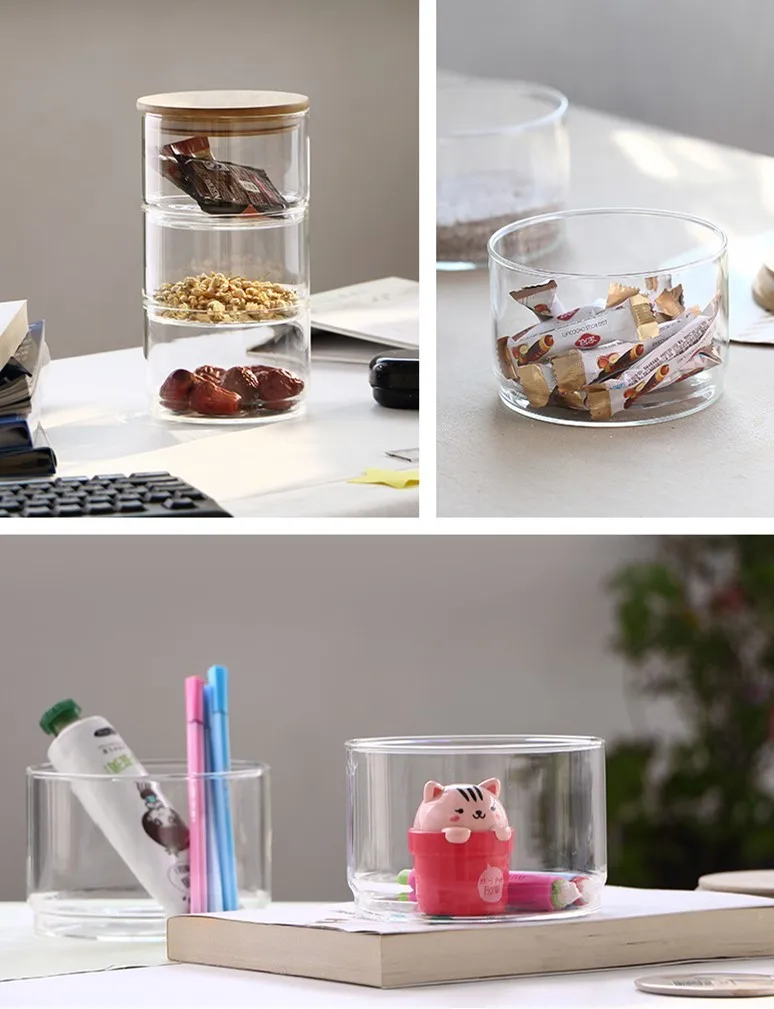 Space Saving Glass Canisters Set Food Storage Jar Containers With