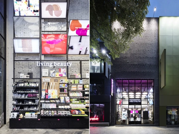 Luxury wooden display cabinet and shelving with laminate for makeup store display