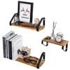 Floating Shelves Wall Mounted Set of 3, Natural Rustic Solid Wood Wall Shelves with Extra Wide Panel for Bedroom