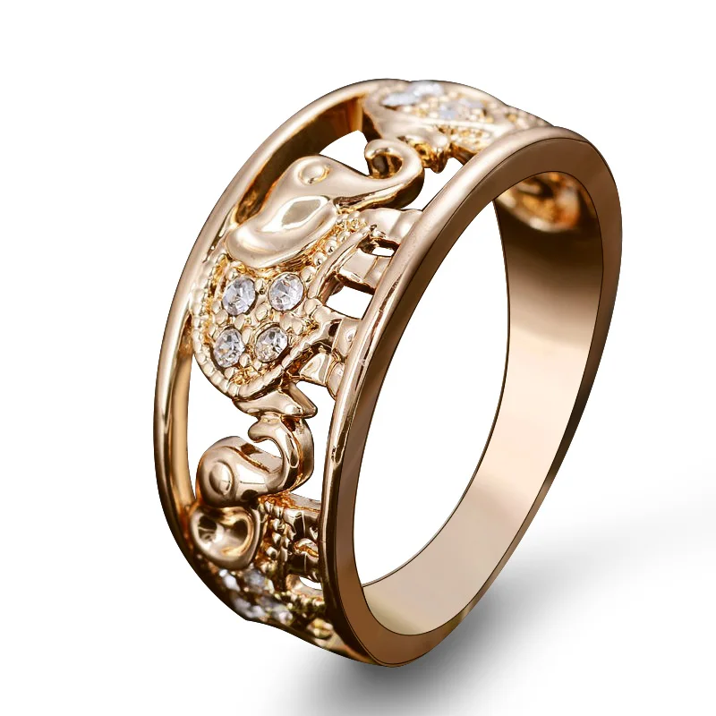 2016 Ajojewel 6 5 10 5 Hot Sale 18K Plated Elegant Clear Crystal Gold Elephant Animal