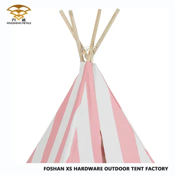 pink and white striped teepee