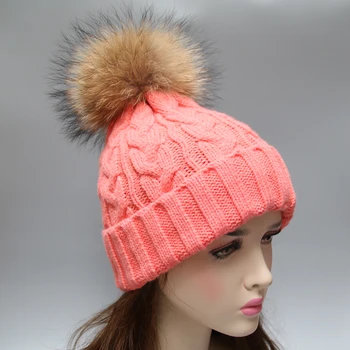 knit hat with ball on top