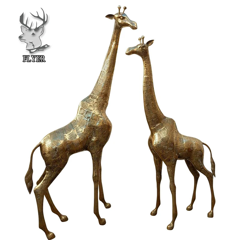 large brass giraffe statue