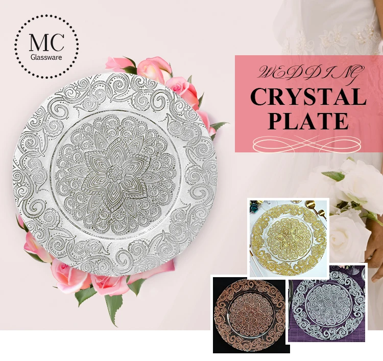 Round Colored Glass Charger Plates Wholesale Buy Decorative Glass
