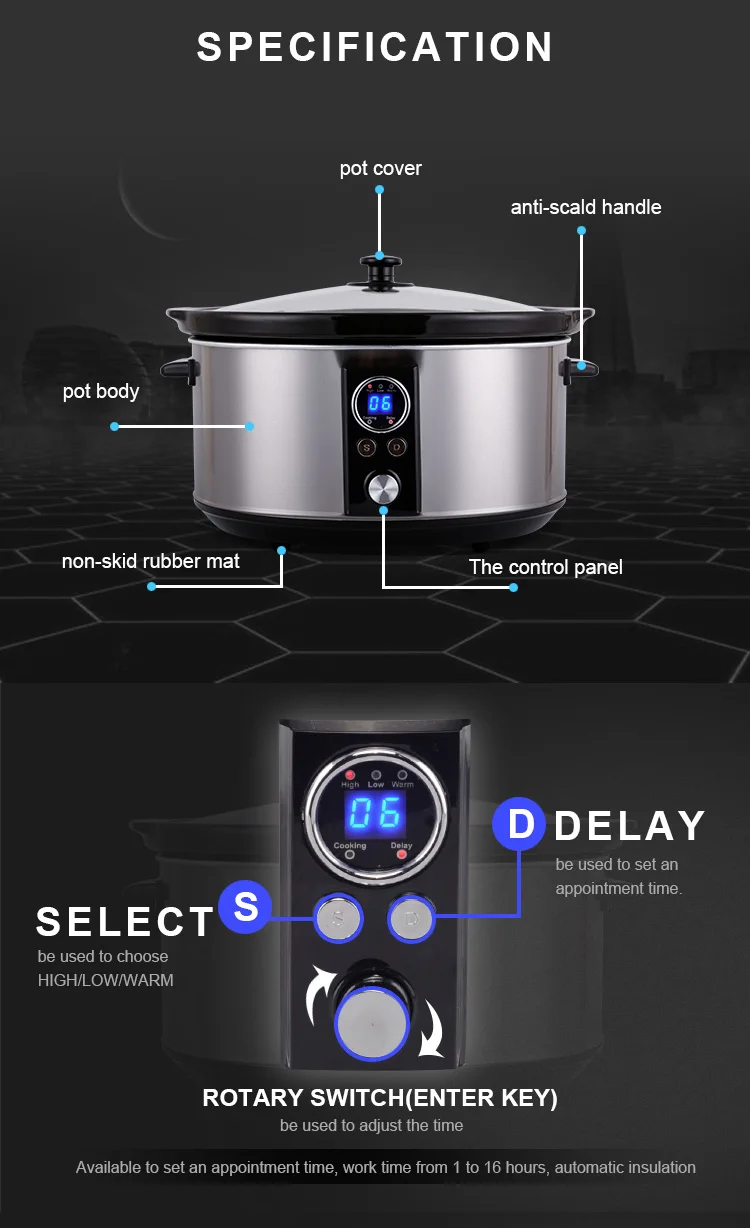Best Small Crock Pot Glass Programmable 7 Quart Digital Display Silver