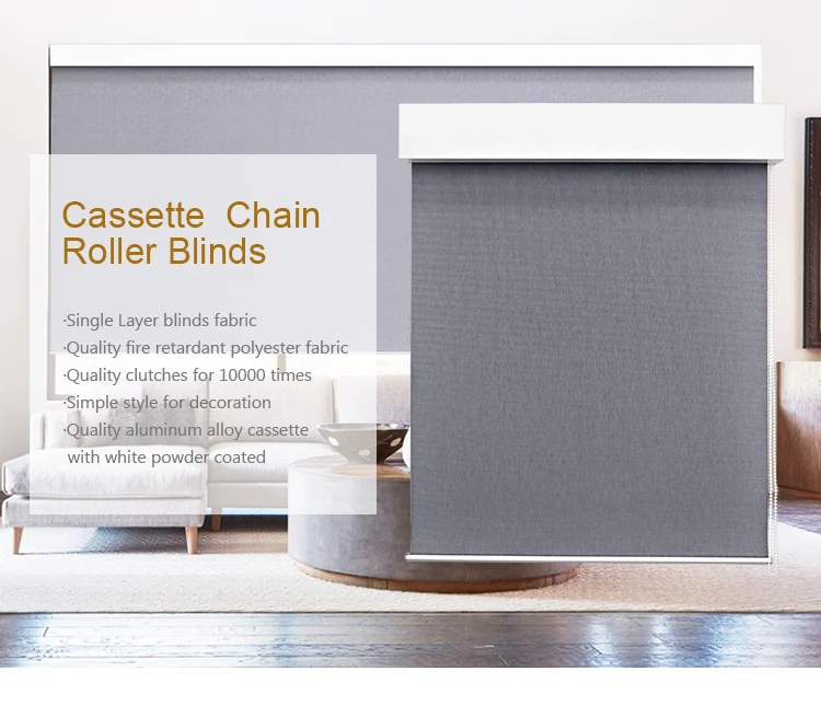 Custom Valance Roller Blinds Square Fascia Blackout Metal Chain Window