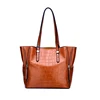 New Arrival Custom Wholesale American Style Fashion Luxury Design High Quality Oil Wax Crocodile Pattern Leather Bag Women