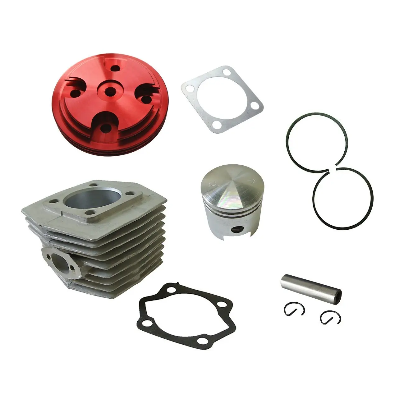 JRL CNC Red Cylinder Head Cover&Cylinder&Piston For 80cc Motorized Bike
