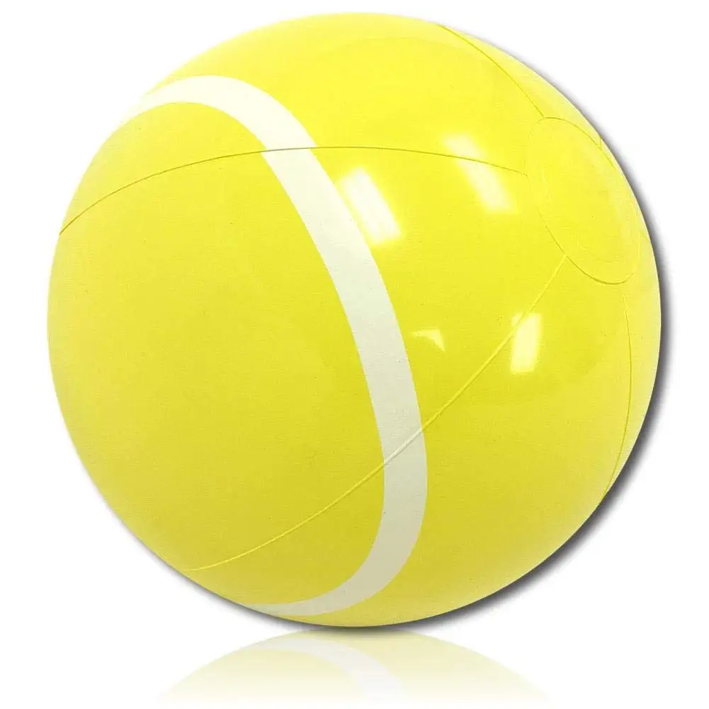 ULTRA Durable & Custom {9” Inch} One Single Small-Size Inflatable Beach Ball for Summer Fun, Made of Lightweight FLEX-Resin Plastic w/ Athletic Sports Game Tennis Ball Player Style {Yellow & White}