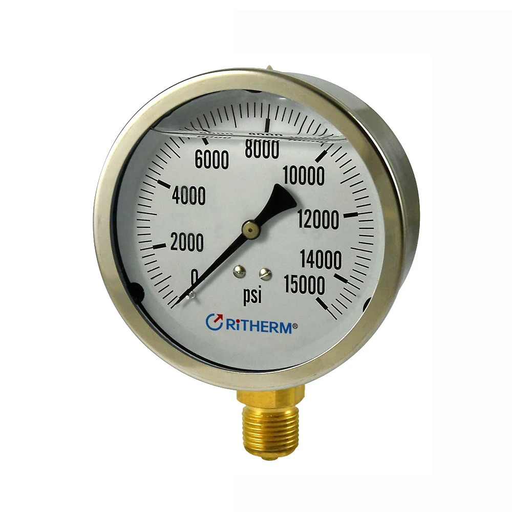 100mm Bottom Connection Liquid Filled Pressure Gauge Shockproof