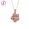 latest design 2019 cubic zircon pink ruby 925 Silver flower shaped pendant