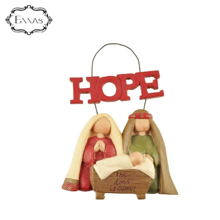 Factory Handmade Carved Resin Nativity Set Catholic Religious Statues with "HOPE"