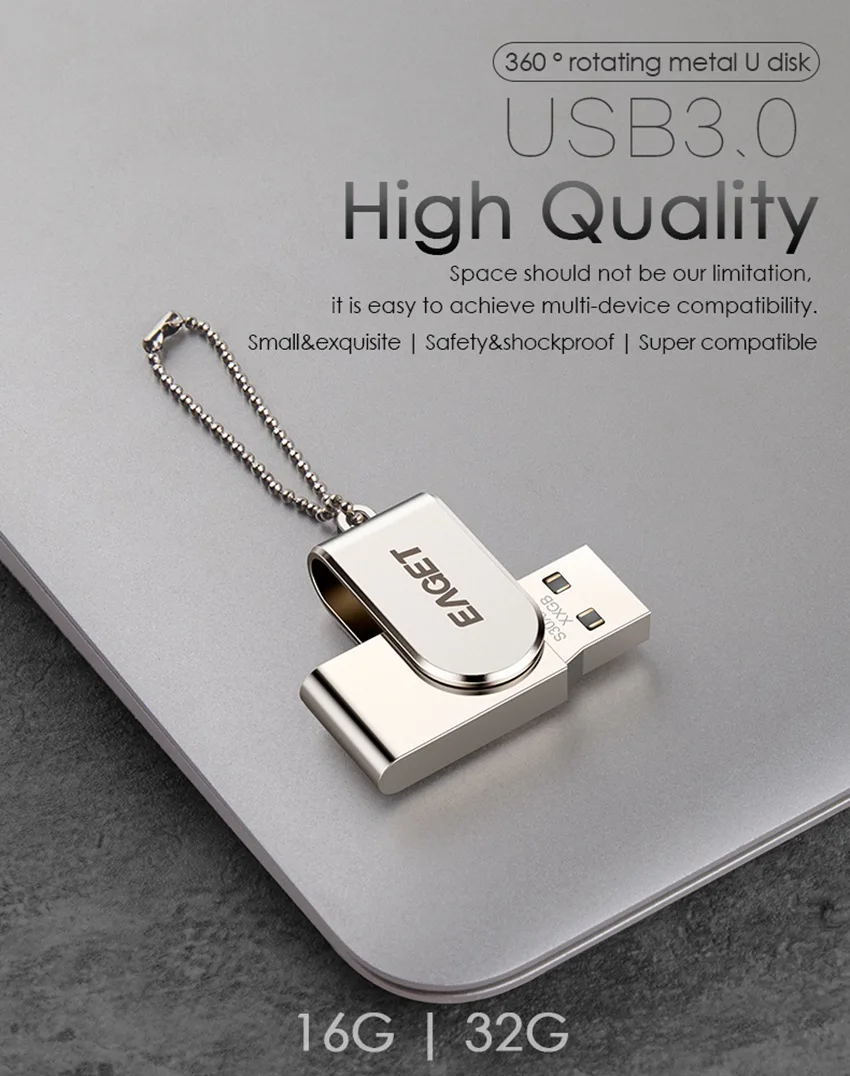 EAGET S30 16/32/64GB USB Flash Drive Memory Stick USB 3.0 Metal Mini Flash Disk Memory Pendrive External Storage - ANKUX.COM
