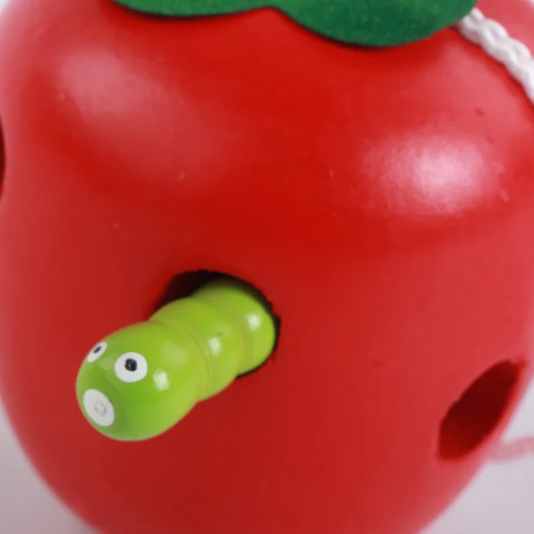 The Caterpillar Eats The Apple Montessori Beaded String Wearing Rope Baby Wooden Toy Buy 