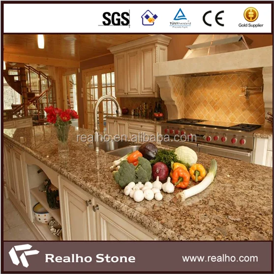 Bevelled Edge Giallo Fiorito Granite Kitchen Countertop Price
