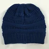 Custom logo solid color stock custom crochet winter pony tail hat