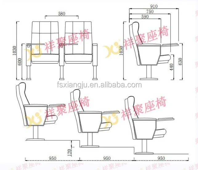 Wholesale Auditorium Chair Parts With Writing Tablet/ Lecture Hall