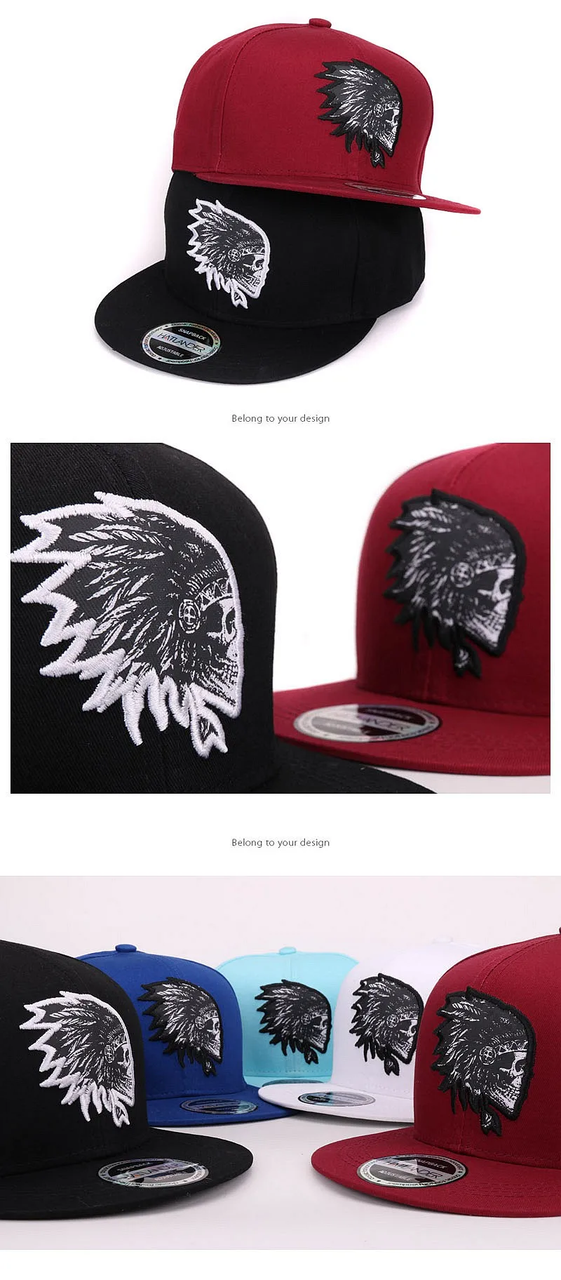Voic-A New Embroidery Skull Baseball Caps Hats Hip Hop Snapbacks Flat Brim Bones Sports Snapback Caps Voic-A New Embroidery Skull Baseball Caps Hats Hip Hop Snapbacks Flat Brim Bones Sports Snapback Caps