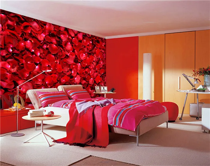 結婚式の部屋のホテルのカップルの部屋のための赤いバラの花びらの美しい壁の壁画 Buy ホテルカップルルーム壁紙 リビング壁壁紙 壁紙用十代の大人 Product On Alibaba Com