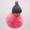 cheap wholesale customized woolen hat baby pompom keychains