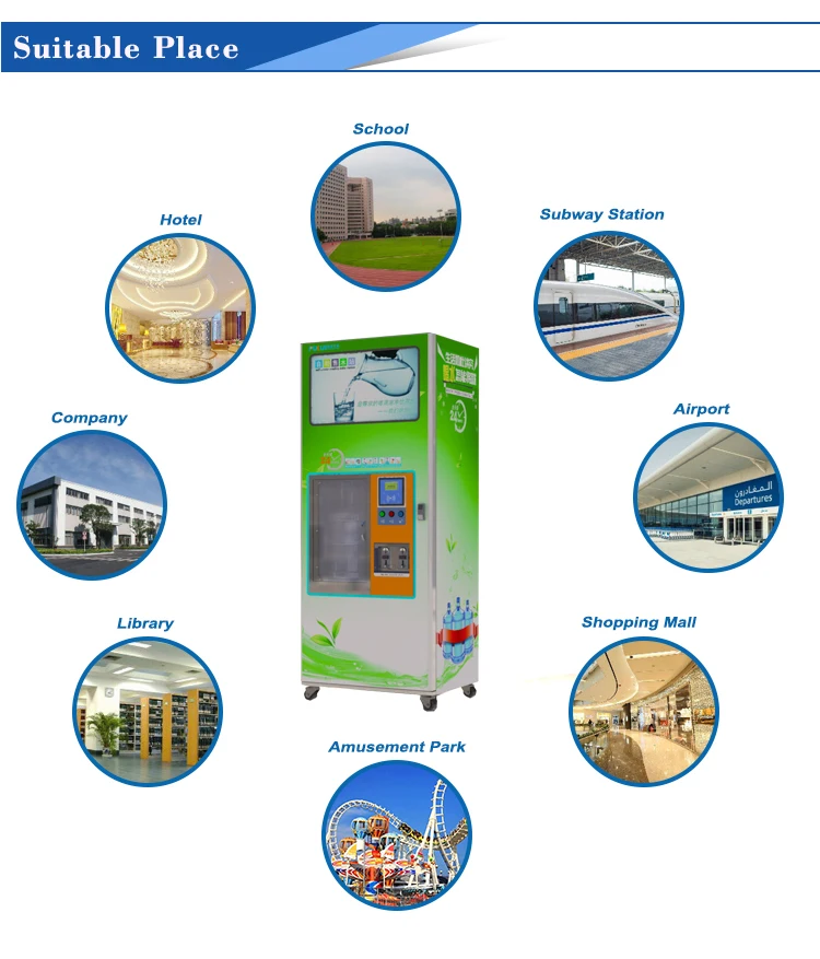 Bottled Water Vending Machine Operated By Coin & Note / Alkaline Water