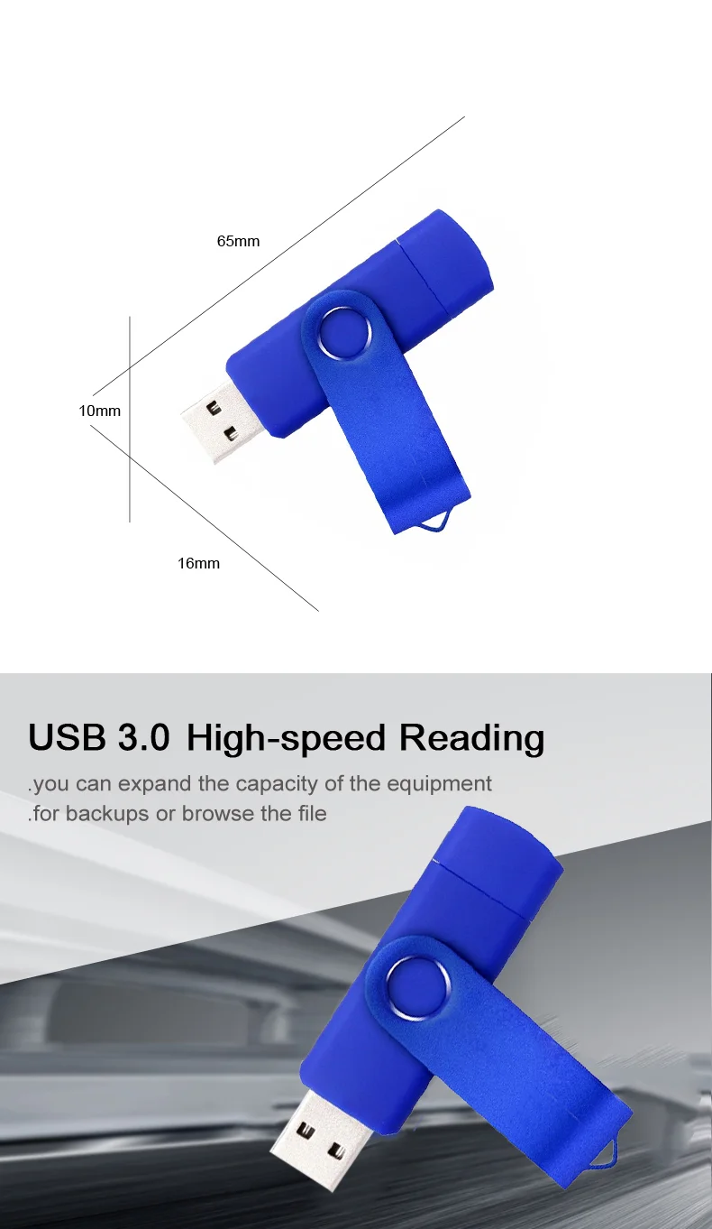 Customized Logo Private Label Plastic Case Swivel Twister Rotated 2 In 1 Otg Usb-C Tv Customized Usb Flashdrive Stick - ANKUX.COM