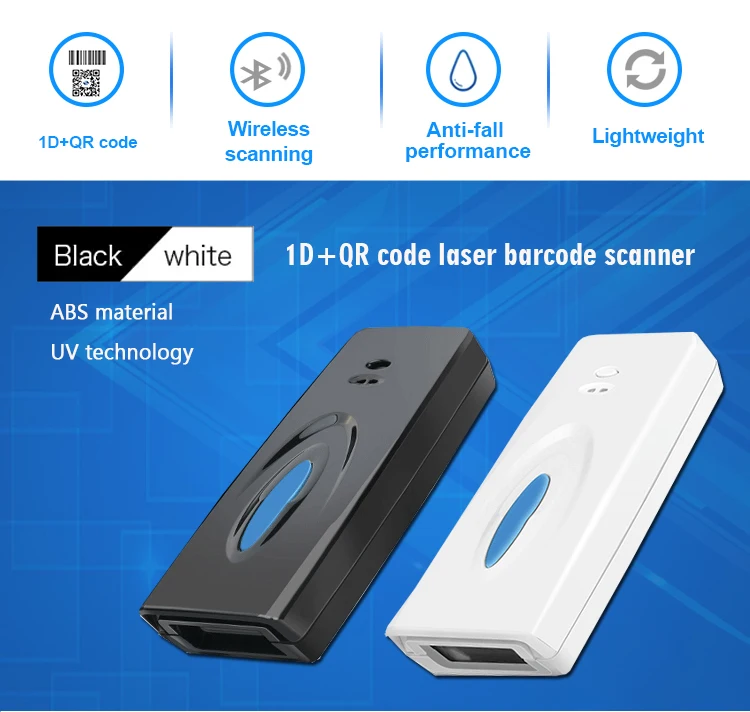 Portable Mini Laser 1d Qr 2d Handheld Bt Wireless Barcode Scanner With ...