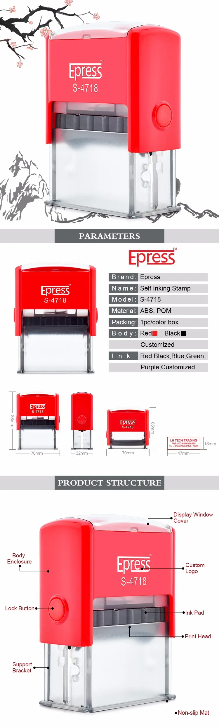 Rubber Stamp Printer 47x18 Self Inking Stamp With Ink Pad Buy Stamp