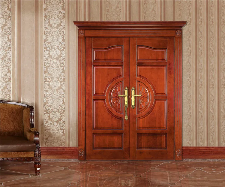 Oppein Indonesia Price Double Teak Solid Wood Main Door