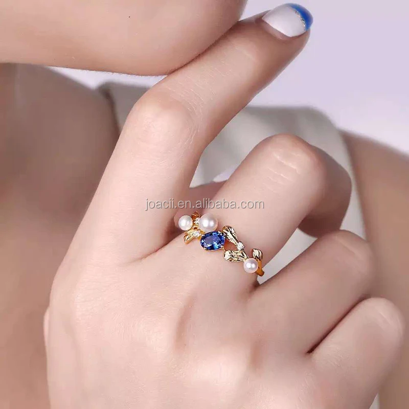 Sapphire 925 Sterling Silver Pearl Ring Jewelry For Women With Joalheria
