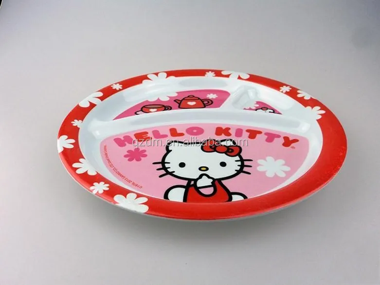 Kids Melamine Divided Plate/Melamine Plastic 3 Section Plate